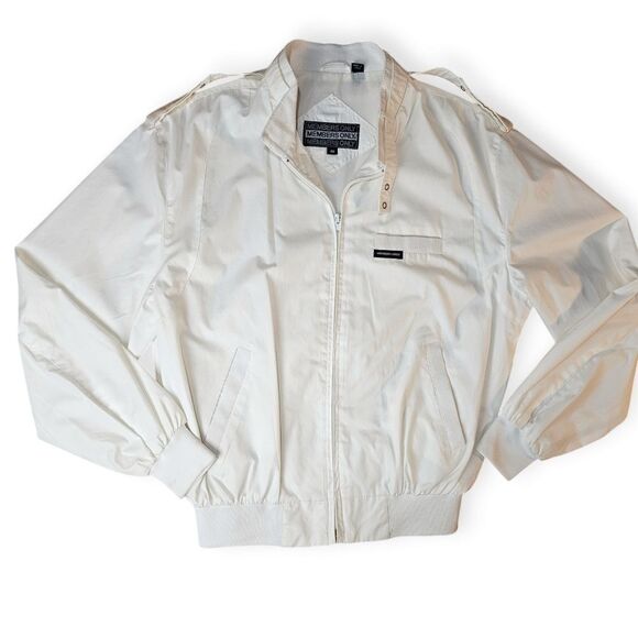 Vintage Members Only White Full Zip Windbreaker Jacket - Picture 2 of 9